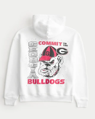 Boxy University of Georgia Bulldogs Graphic Hoodie