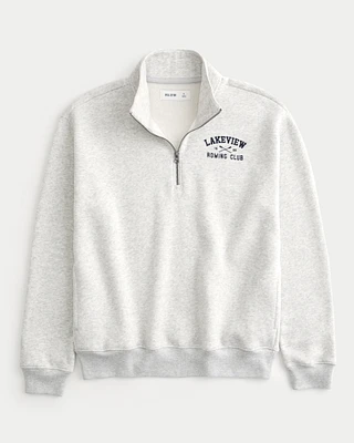 Relaxed Rowing Club Graphic Half-Zip Sweatshirt