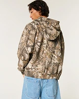 Boxy Camo Zip-Up Hoodie