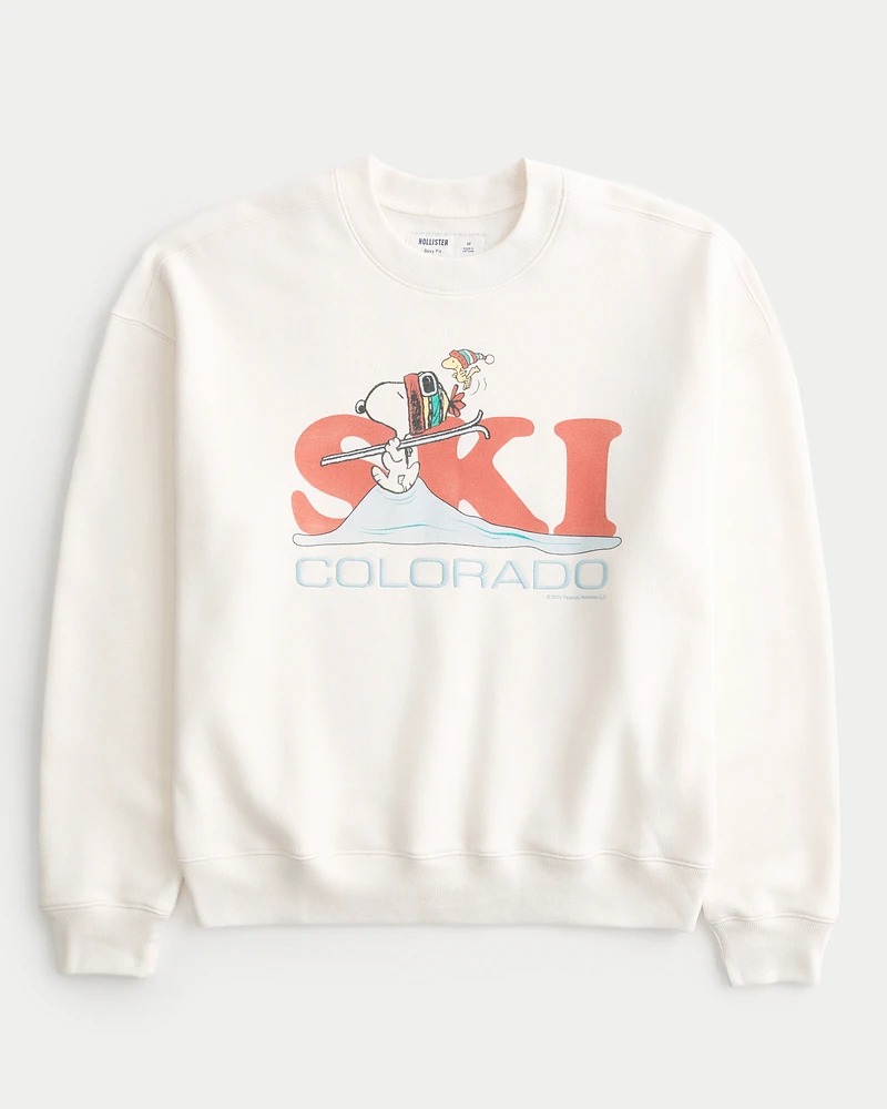 Boxy Snoopy Graphic Crew Sweatshirt