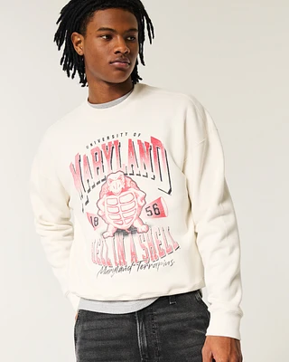 Boxy University of Maryland Graphic Crew Sweatshirt