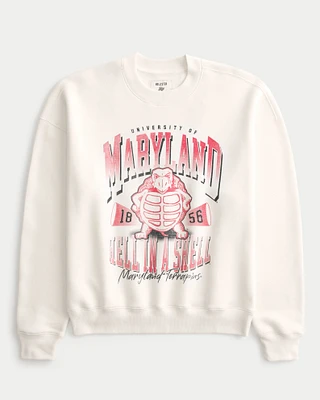 Boxy University of Maryland Graphic Crew Sweatshirt