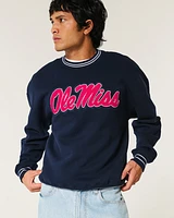 Boxy Ole Miss Graphic Crew Sweatshirt