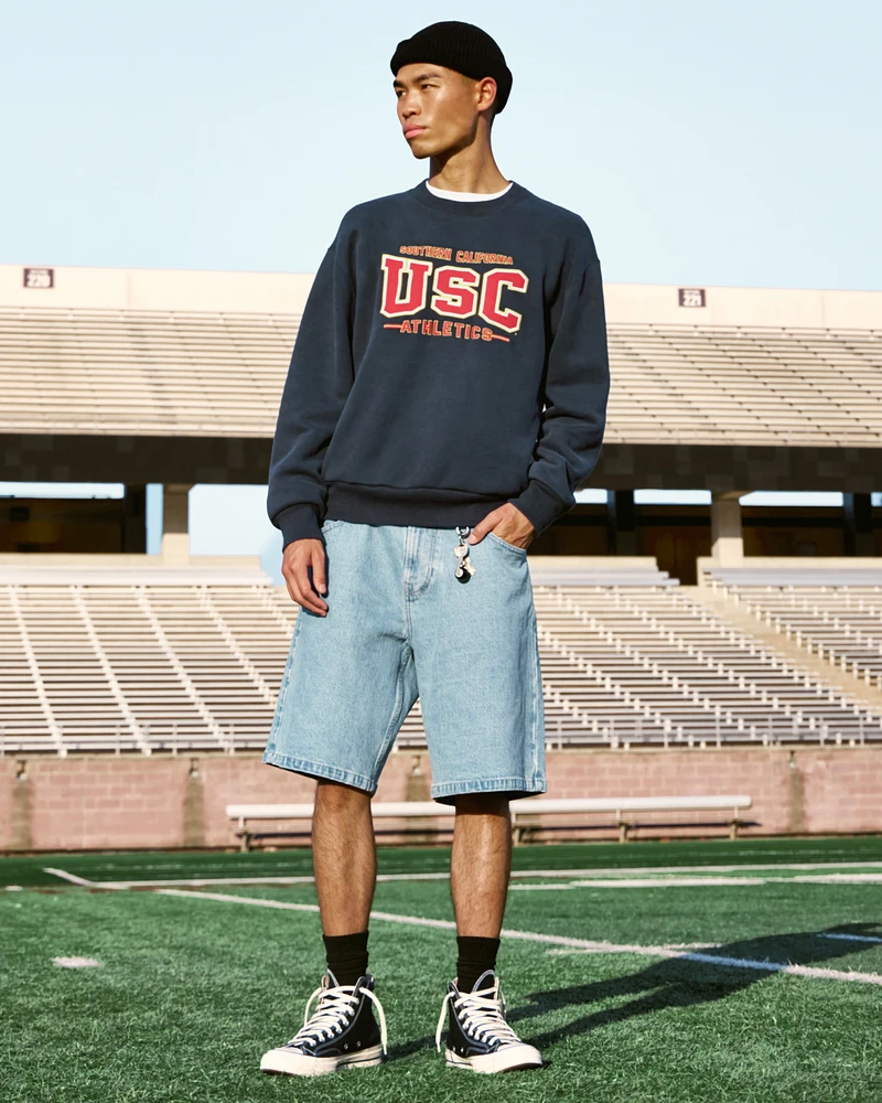 Boxy USC Athletics Graphic Crew Sweatshirt