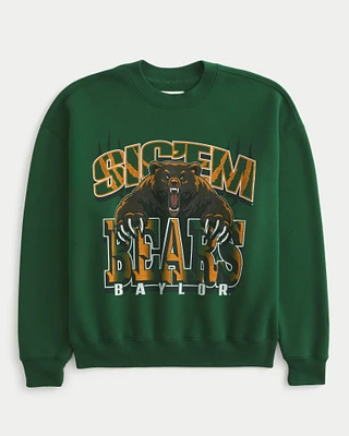 Boxy Baylor University Bears Graphic Crew Sweatshirt