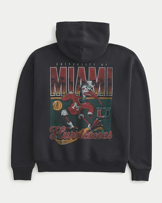 Boxy University of Miami Hurricanes Graphic Hoodie