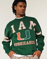 Boxy University of Miami Hurricanes Graphic Crew Sweatshirt