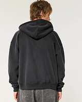 Boxy No Fear Graphic Zip-Up Hoodie