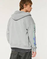 Boxy Honda Racing Graphic Zip-Up Hoodie