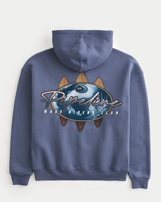 Boxy Wave Riders Club Graphic Zip-Up Hoodie