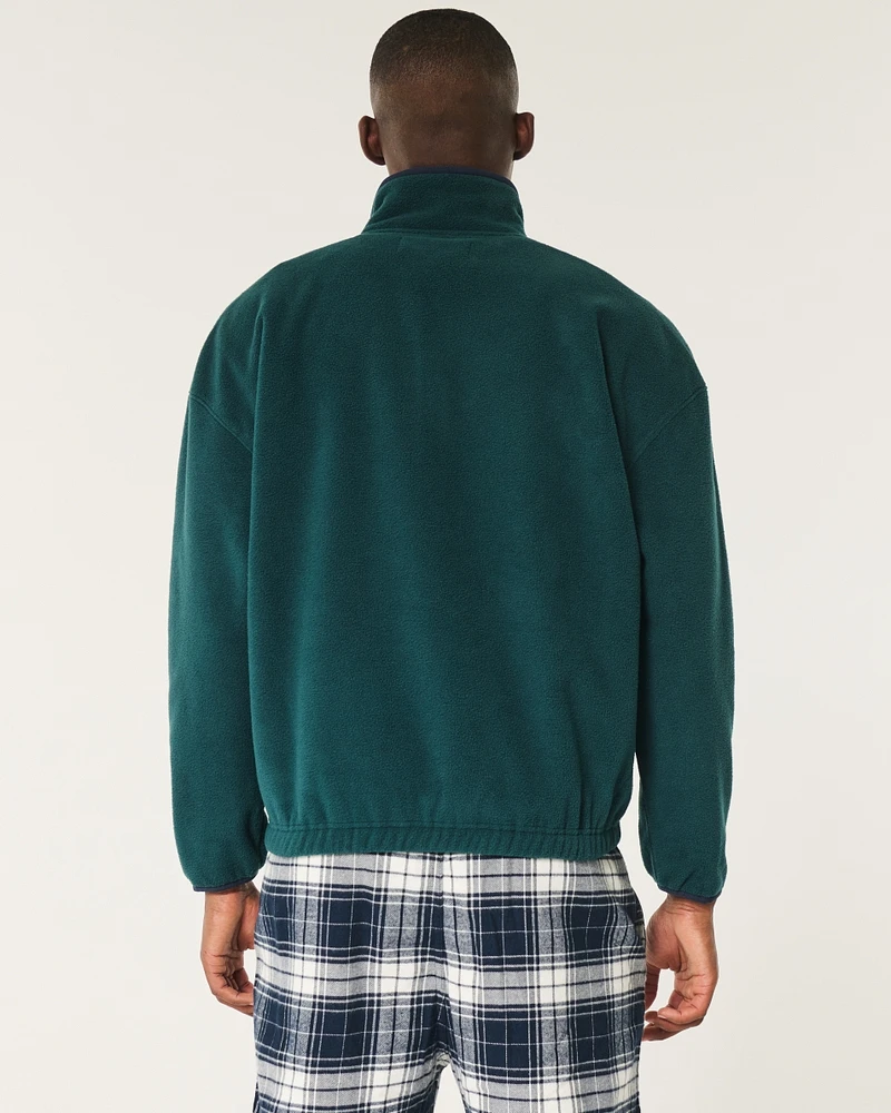 Boxy Thermal Fleece Quarter-Zip Sweatshirt