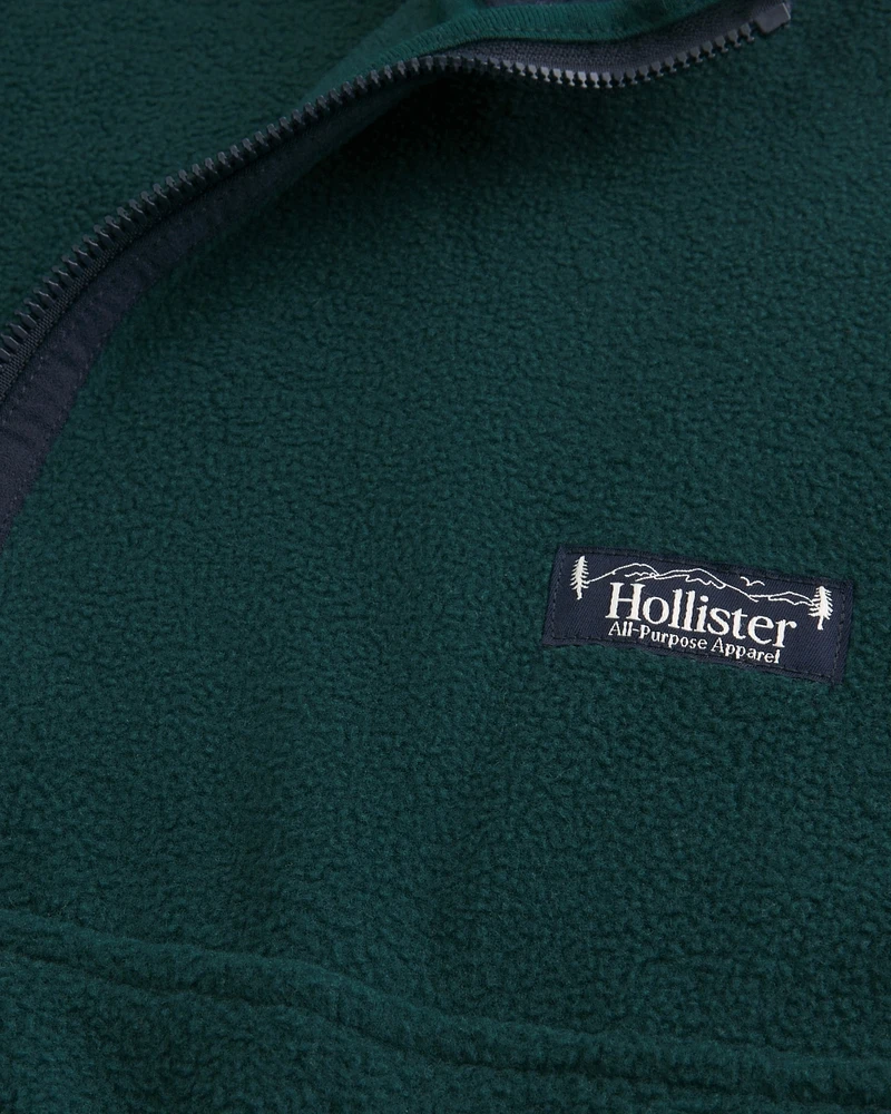 Boxy Thermal Fleece Quarter-Zip Sweatshirt