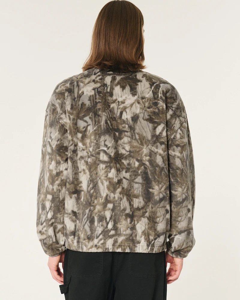 Boxy Thermal Fleece Quarter-Zip Sweatshirt