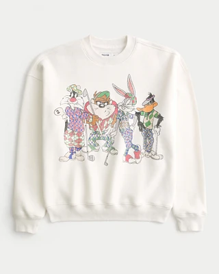 Boxy Looney Tunes Golf Graphic Crew Sweatshirt