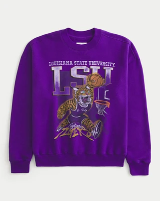 Boxy LSU Tigers Graphic Crew Sweatshirt