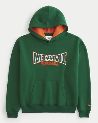 Boxy Miami Hurricanes Graphic Hoodie