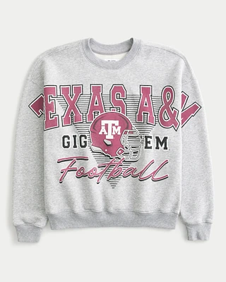 Boxy Texas A&M University Graphic Crew Sweatshirt