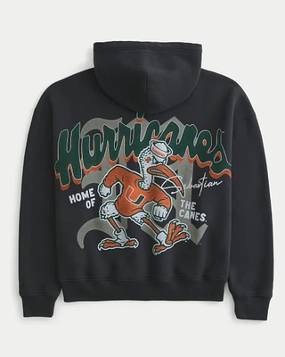 Boxy University of Miami Graphic Hoodie