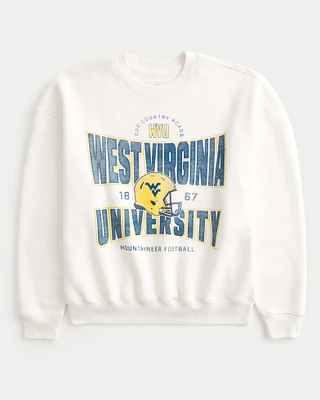 Boxy West Virginia University Graphic Crew Sweatshirt