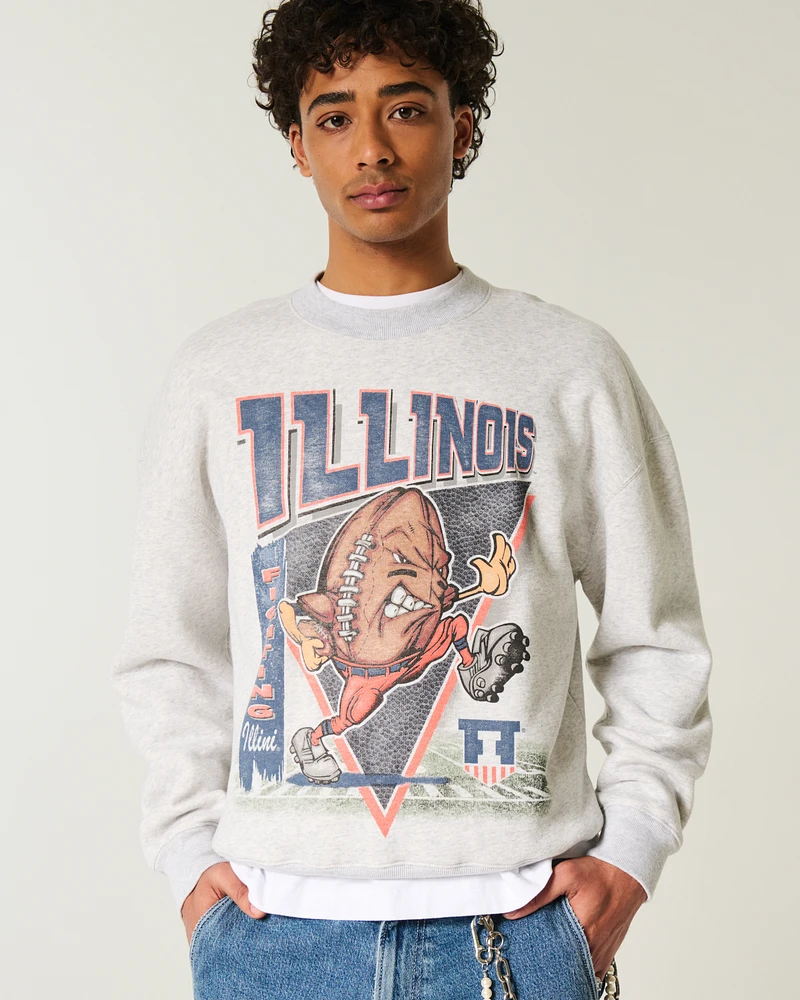 University of Illinois Fighting Illini Graphic Crew Sweatshirt