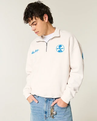 Boxy Shelby Graphic Half-Zip Sweatshirt