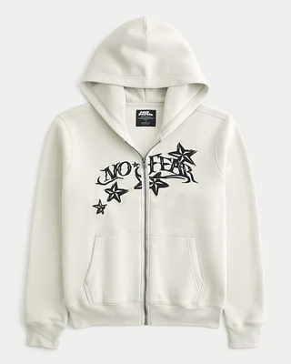Shrunken No Fear Graphic Zip-Up Hoodie