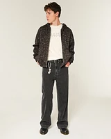 Boxy Zip-Up Leopard Print Hoodie
