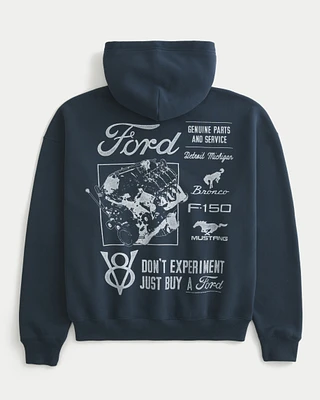 Boxy Ford Graphic Zip-Up Hoodie