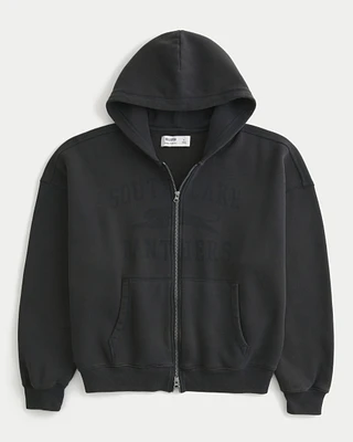Baggy Cinch Panthers Graphic Zip-Up Hoodie