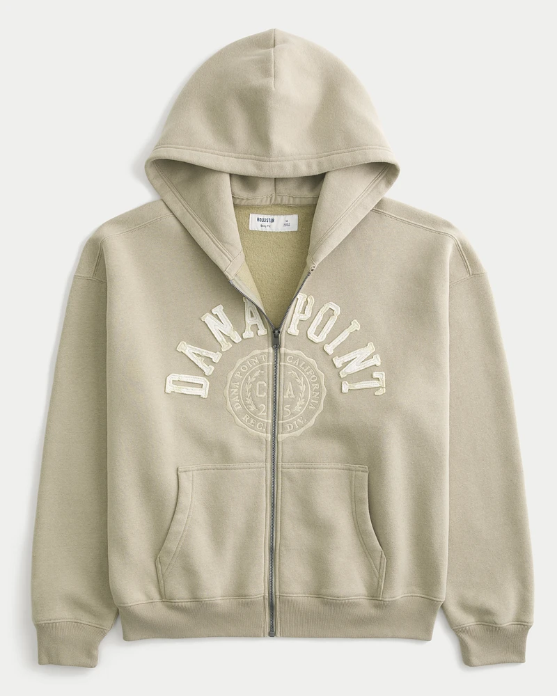 Boxy Dana Point Graphic Zip-Up Hoodie
