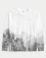 Relaxed Long-Sleeve Scenic Logo Graphic Tee