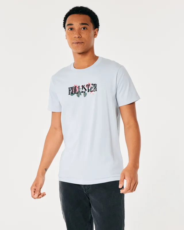 camiseta da tripulação com logotipo padrão floral bege homens Hollister tops  TT24P901 [TT24P901] : Jaqueta Hollister