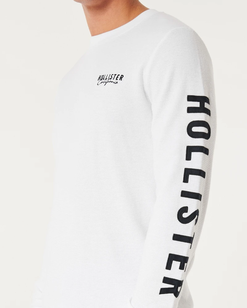 Long-Sleeve Logo Graphic Waffle T-Shirt