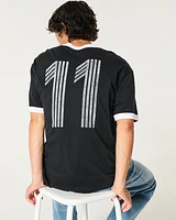 Boxy Varsity Graphic Ringer T-Shirt