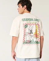 Boxy Heavyweight Grandpa Lou's Pizzeria Graphic Tee