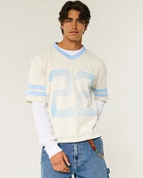 Boxy Crop Mesh Graphic Football Jersey