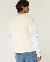 Boxy Crop Mesh Graphic Football Jersey