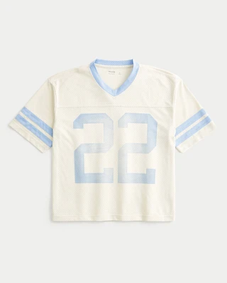 Boxy Crop Mesh Graphic Football Jersey