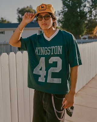 Boxy Crop Mesh Kingston Graphic Football Jersey