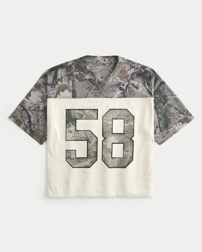 Boxy Crop Camo Football Jersey