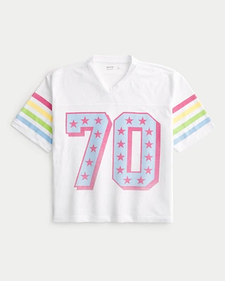 Boxy Crop Number Graphic Football Jersey