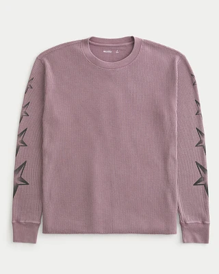 Star Graphic Waffle Crew Shirt