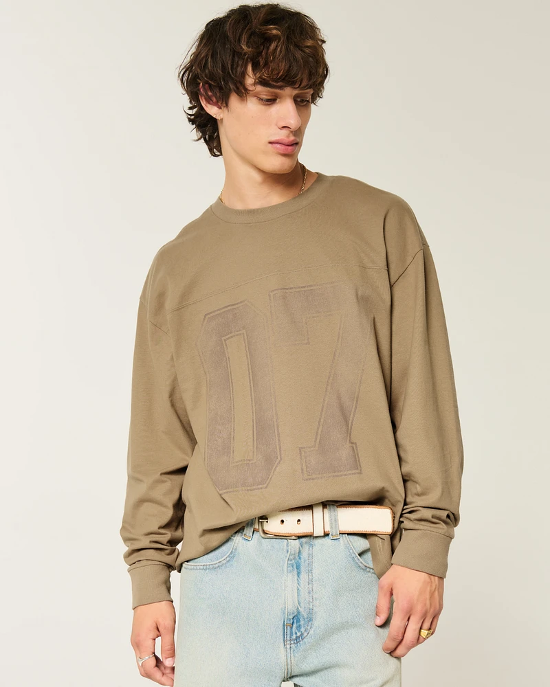 Baggy Heavyweight Long-Sleeve Number Graphic Tee