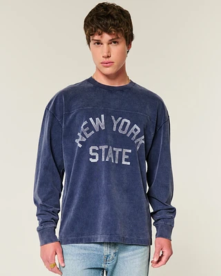 Baggy Heavyweight Long-Sleeve New York Graphic Tee