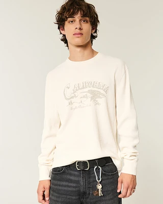 Long-Sleeve Waffle California Graphic T-Shirt