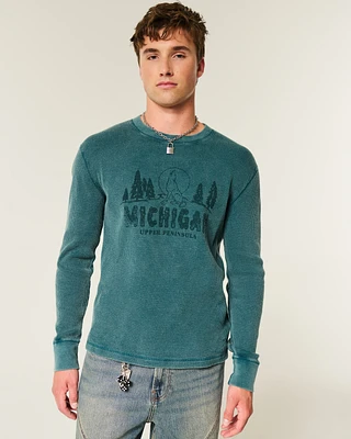 Long-Sleeve Waffle Aspen Graphic Tee