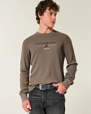 Long-Sleeve Waffle Michigan Graphic Tee