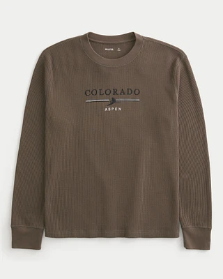 Long-Sleeve Waffle Aspen Graphic Tee