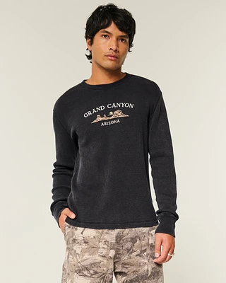 Long-Sleeve Waffle Grand Canyon Graphic Tee