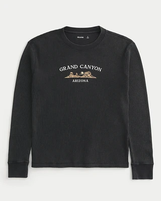 Long-Sleeve Waffle Grand Canyon Graphic Tee